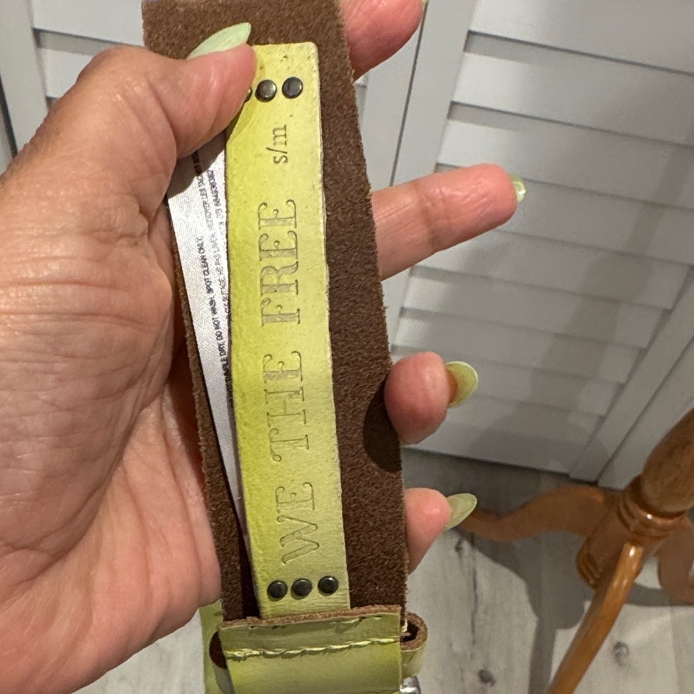 Free People Jona Belt Neon Lime green Leather Strap with Silver Buckle - Picture 8 of 8